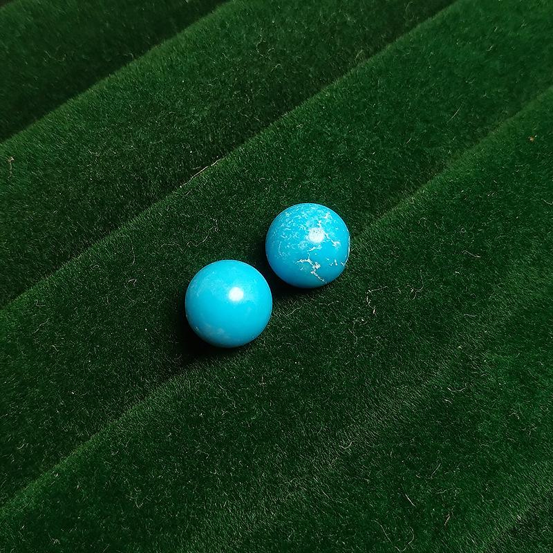Raw Ore 8.0 Turquoise Stud Earrings Pure Simple Round Blue Earrings Unisex