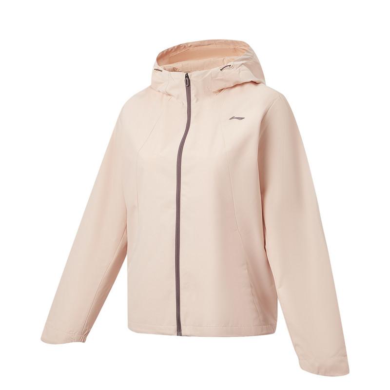 

Li-Ning Lightweight Running Long Sleeve Hooded Sports Windbreaker Women outerwear Peach-Pink AFDW104-9 M