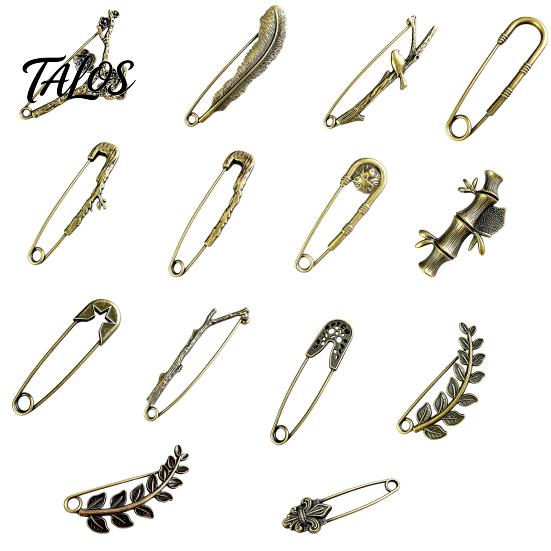 Coats Decorative Pin Vintage Bronze Safety Pin, Large Feather Bird Leaf Flower Lapel Elegant Men Women Brooch for Coats, Jackets, Hats, Bags Design