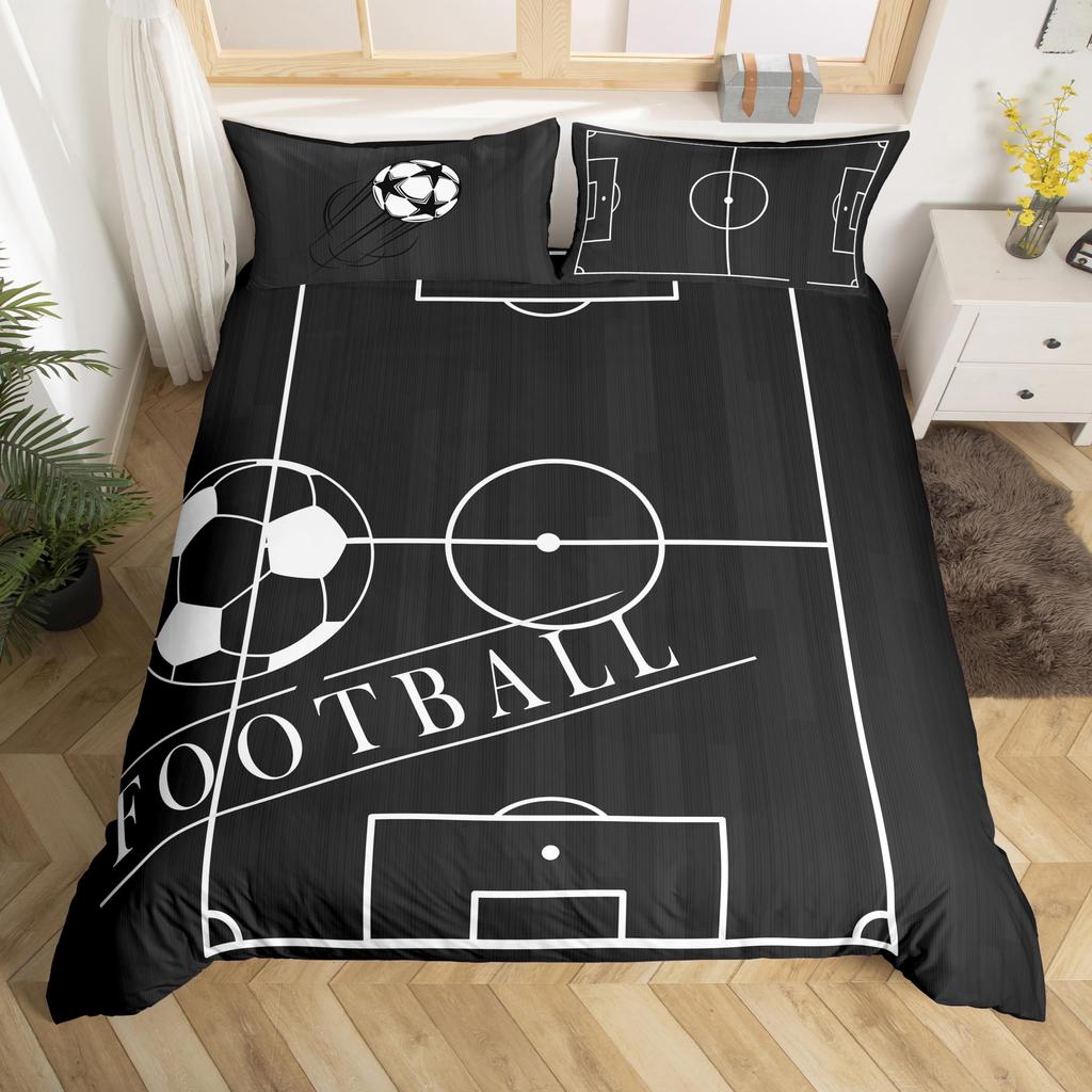 Jungen Teens Fußball Bettwäsche Set Fußballfeld Tor Bettbezug Sommer Team Sport Spiel Bettbezug Fantasy Blasen Steppdeckenbezug