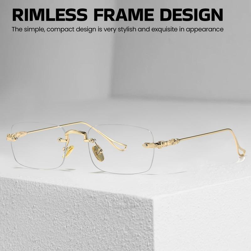 

4pcs Y2K Frameless Glasses for Women Office Metal Rectangular Frameless Glasses for Daily Use