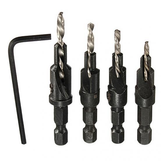 4pcs HSS Countersink Drill Bit Set Quick Change Hex Shank Screw #6 #8 #10 #12 4pcs HSS Countersink Drill Bit Set Quick Change Hex Shank Screw #6 #8 #10 #12