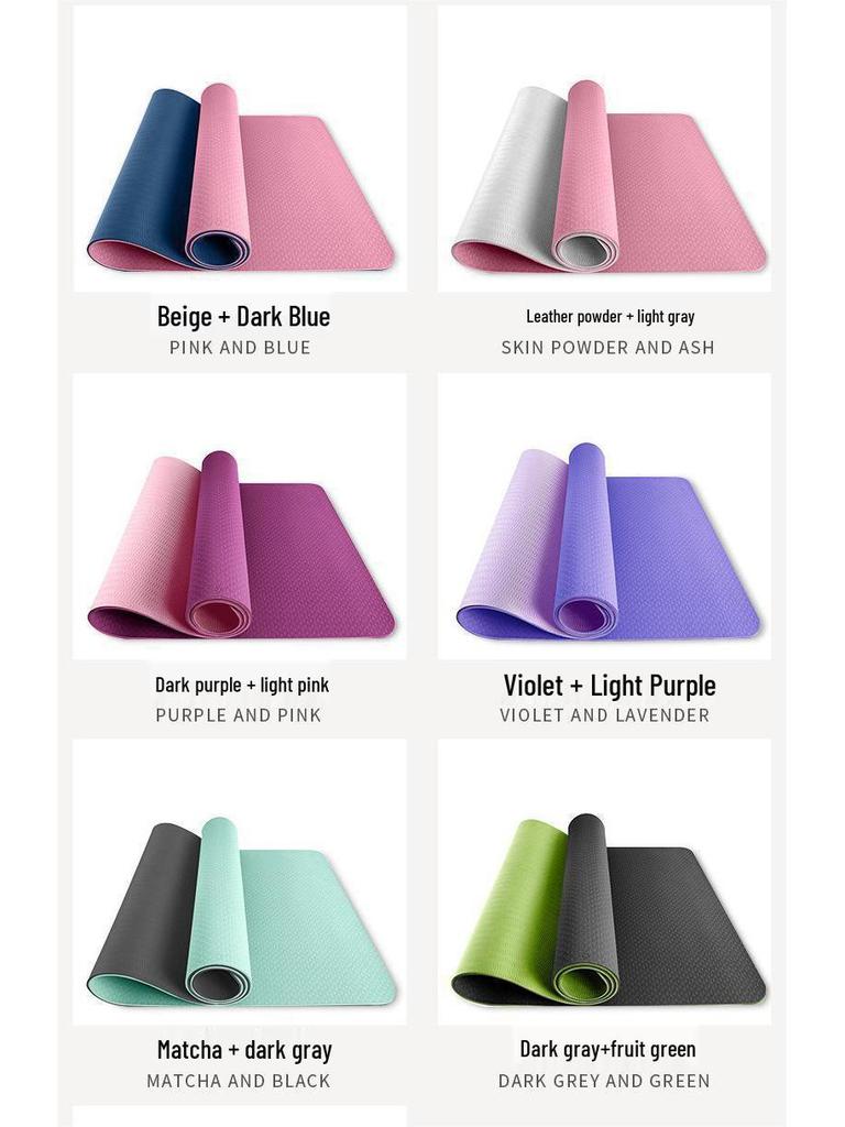 TPE Non-Slip Yoga Mat for Men & Women – Two-Color, Sweat-Absorbent Pilates & Fitness Floor Mat