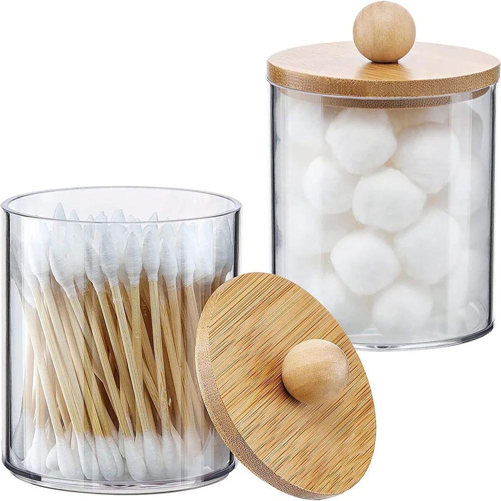 2/3/4Pcs Dust-proof Qtips Storage Holder Set Save Space Apothecary Container Jar  Cotton Pad