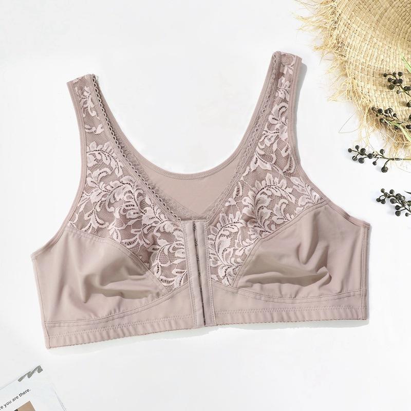 Women Plus Size Bra Full Coverage Lace Lingerie Wireless Front Closure Bras Comfortable Underwear for Mother Vests Tops