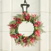 1Pc Christmas Red Fruit Wreath Ornaments Red Eucalyptus Vine Hoop Door Hanging