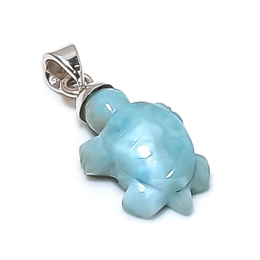 Natural Larimar Gemstone Handmade 925 Sterling Silver Jewelry Pendant 1.18" z3J75