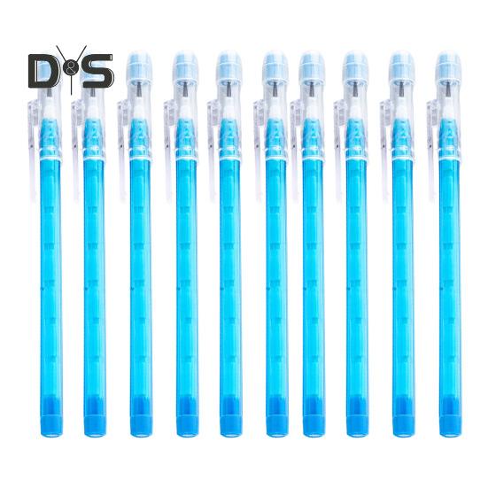 

10 шт. прозрачных карандашей, не требующих заточки, складные многоточечные пластиковые карандаши с ластиками для школьного и офисного рисования синий