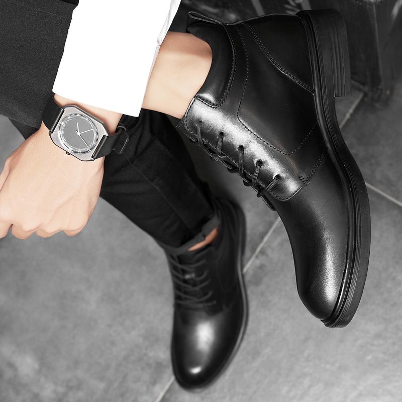 Fashion New Autumn Winter Fashion Genuine Leather Men Boots Lace-up High Top Ankle Boots Male Footwear Snow Boots Platform Casual Shoes