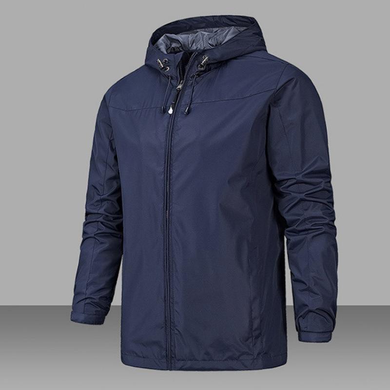 SPring and Autumn Men's Storm Jacket Fashion Port Wind with Hooded Windproof Coat Tooling Youth Tide Big Pocket Des