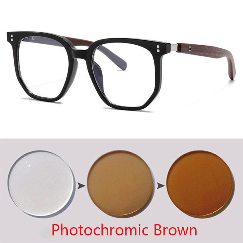 Wood Grain Myopia Glasses For Men and Women Spectacles Anti Blue Light Near Sight Eyewear Diopter -0.5 -0.75 To -6.0