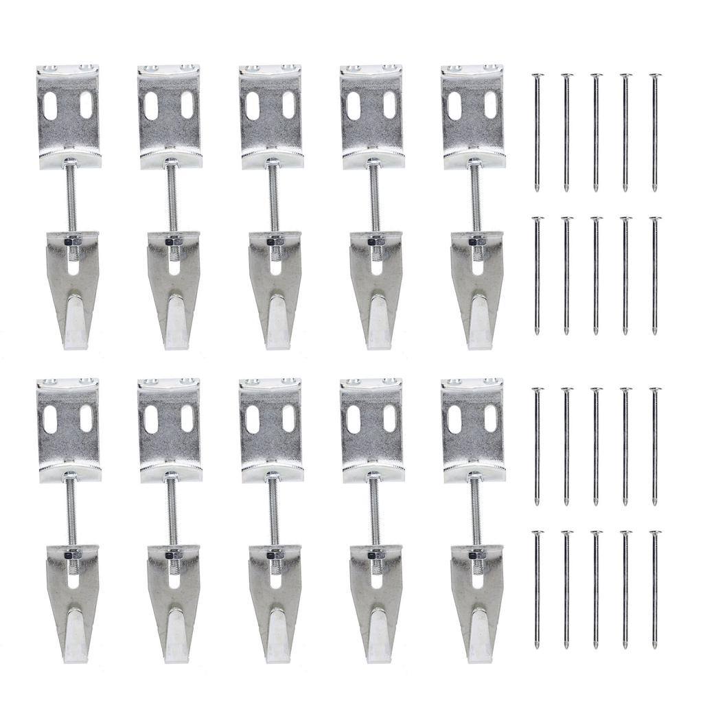 10pcs Adjustable Picture Hangers J Hooks with 20 Nails for Mirrors Pictures Art Support Up to 100 Lbs