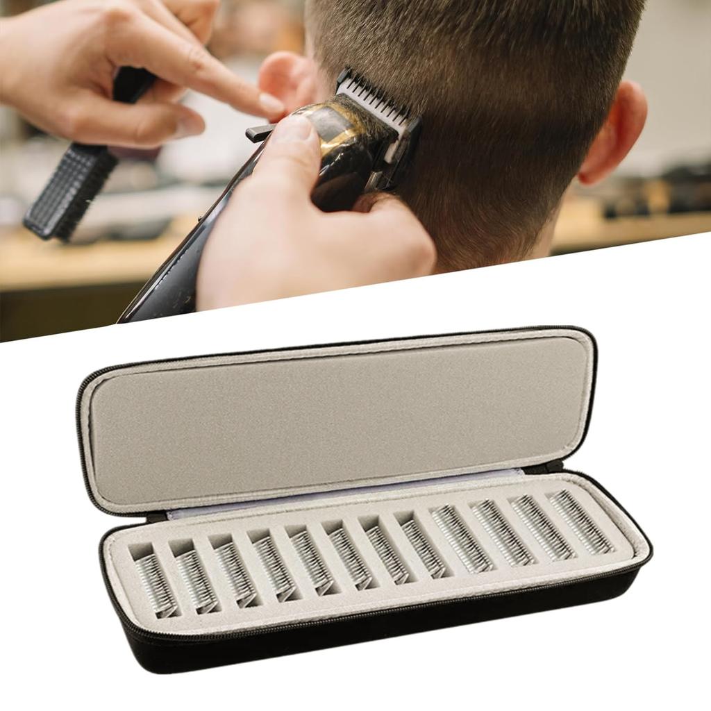 12 Slots Hair Clipper Blade Organizer Protective Bag EVA Storage Case for Barbers Hairdressers