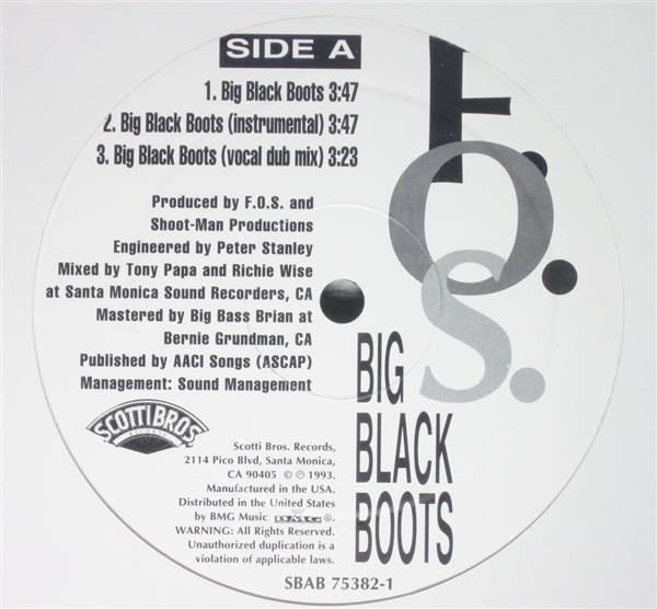 

12inch Record F.O.S. Big Black Boots SBAB753821 Scotti Bros. Re 1993 US Rap HipHopRB Used