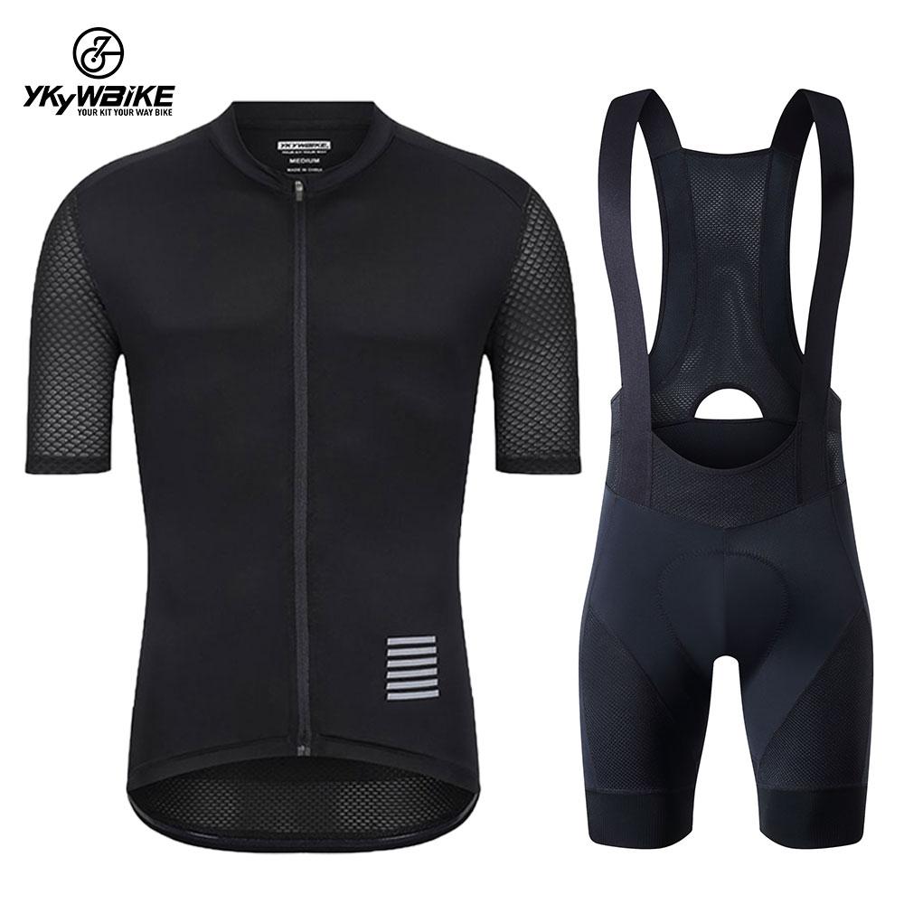 YKYWBIKE Cycling Jersey Set Classic MTB Cycling Bib Shorts Kit Reflective Custom Bike Clothes Bicycle Clothing Maillot