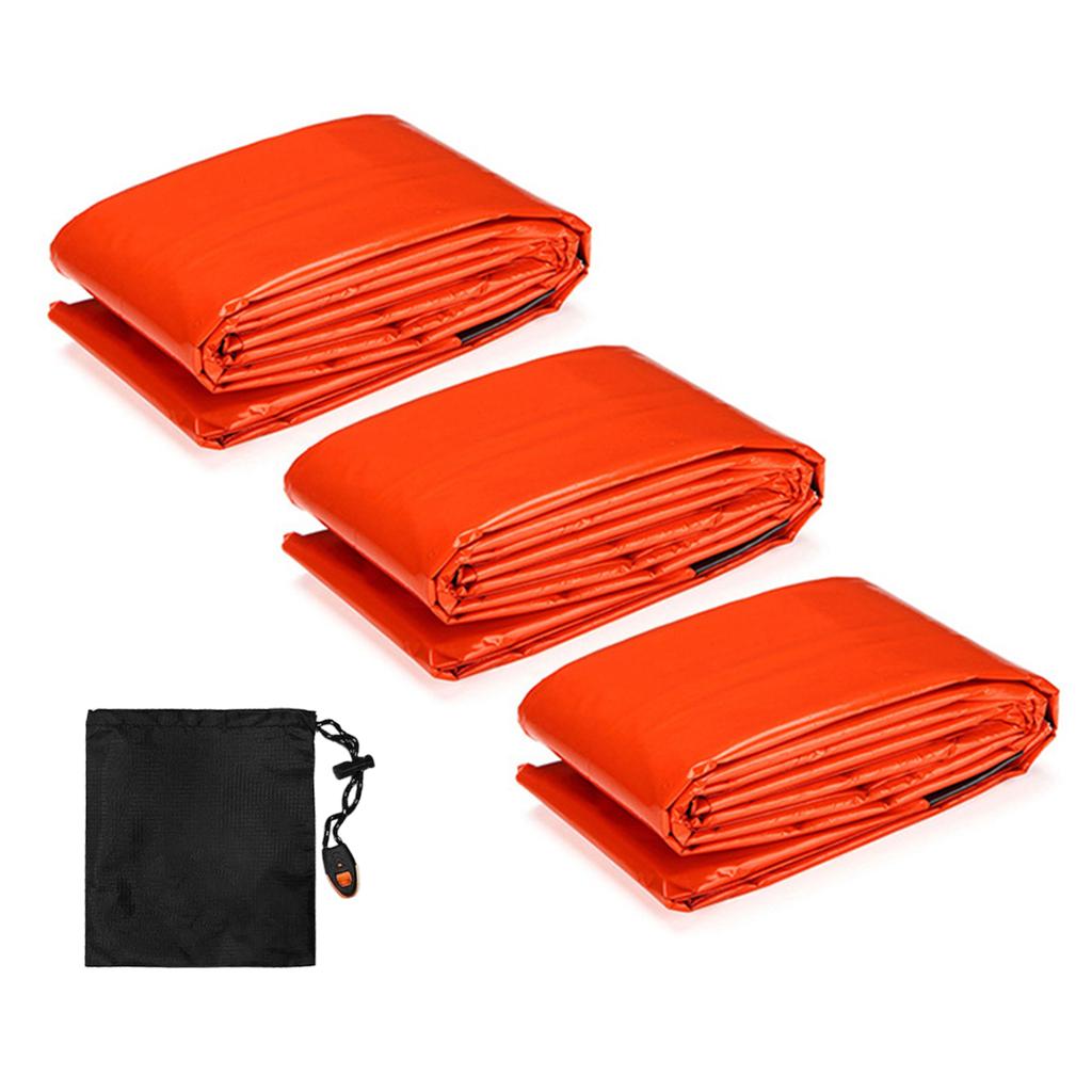 3pcs Emergency Sleeping Bag Thermal Rainproof Windproof Lightweight Survival Sleeping Bag for Camping Hiking Outdoor Envelope Sleeping Bag with Whistl