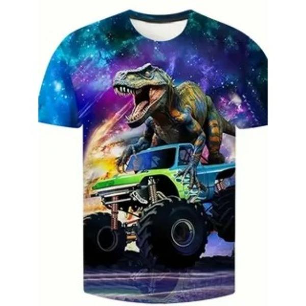 Summer Boys' Children's Fashionable Loose Comfortable T-shirt Domineering Dinosaur Animal Print Breathable T-shirt
