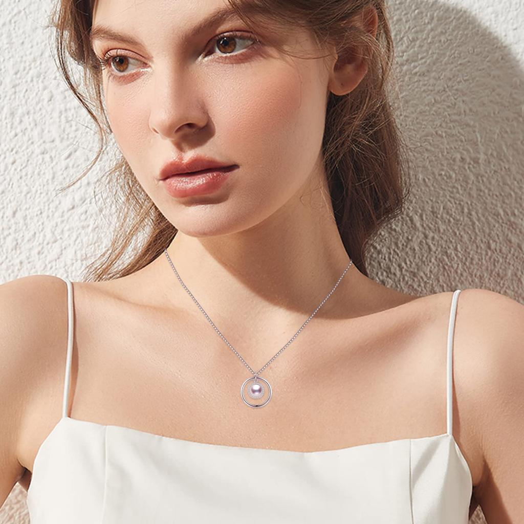 CUOKA MIRACLE I Love You Necklace, 100 Languages, 925 Sterling Silver, Projection Round Onyx Pendant, Memory Color Bone Necklace, Projection Gift for