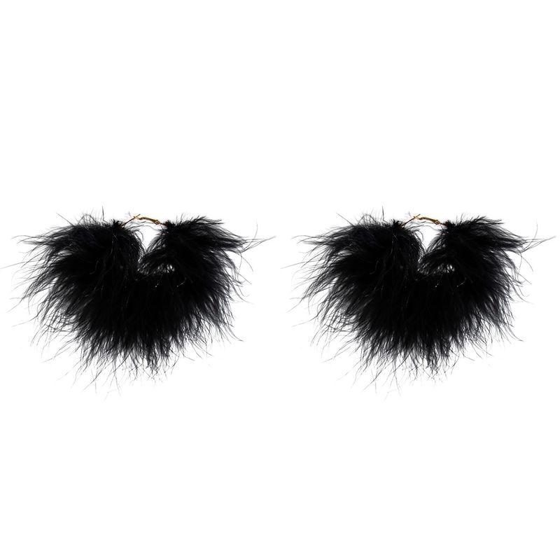 

Long Feather Hoop Earrings for Women, European and American Style 2026 New Exaggerated Trendy Influencer Accessories for Travel Photography Black