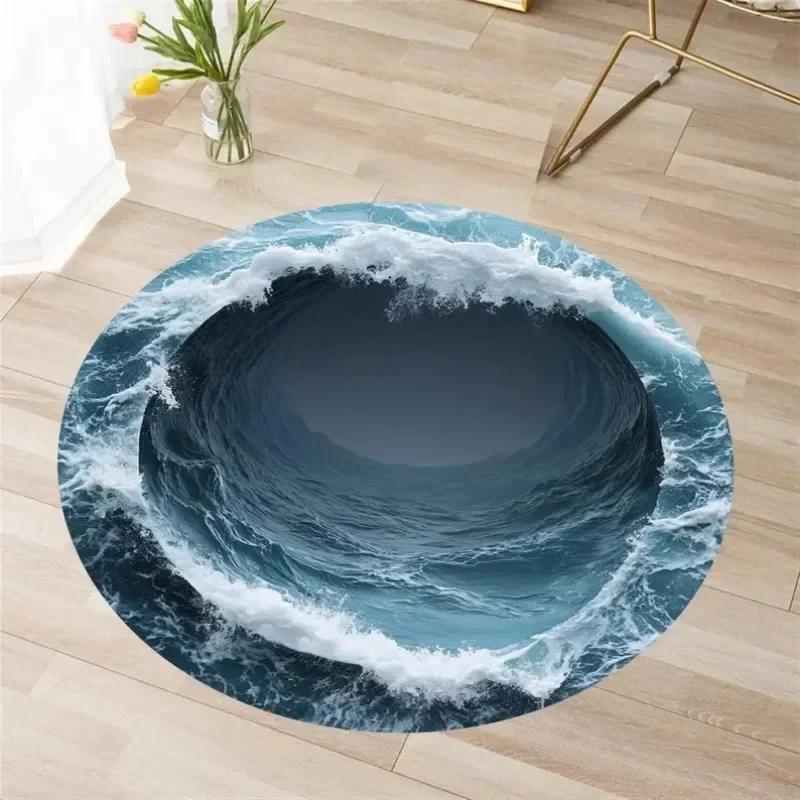 3D Optical Illusion Crack Vortex Deep Hole Carpet Decor Floor Mat Bedroom Leisure Area Carpets Sofa Soft Bedside Non-slip Rugs