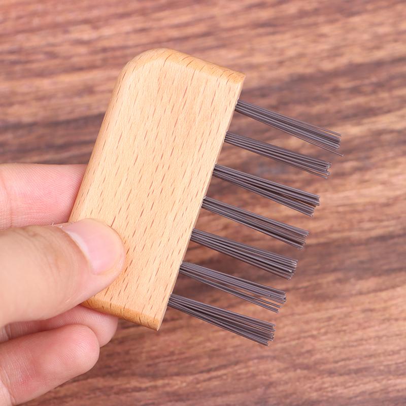1Pc Wooden Handle Comb Cleaner Delicate Cleaning Removable Hair Brush Comb Cleaner Tool Handle Embeded Tool