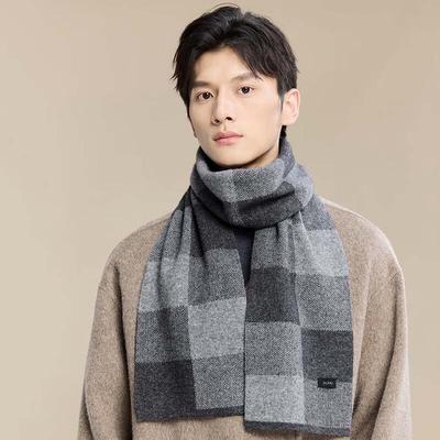 Men's Plaid Wool Cashmere Scarf