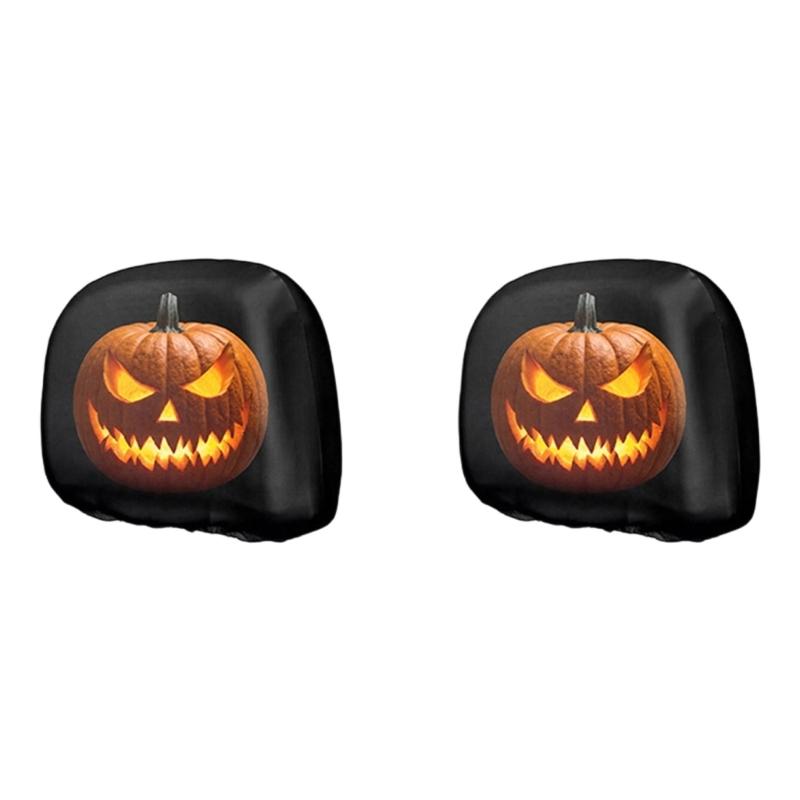 Stretch Car Headrest Cover Set 2 Pack, Visual Cabin Covers for Dust Care and Horror Theme Vehicle Decoration Update