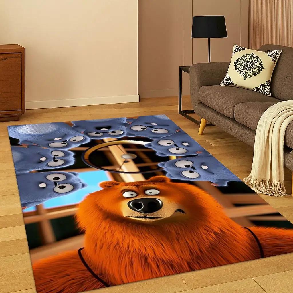 3D Grizzy and The Lemmings Cartoon Carpet Rug for Bedroom Living Room Sofa Home Decor,kids Game Area Rug Non-slip Floor Mat Gift