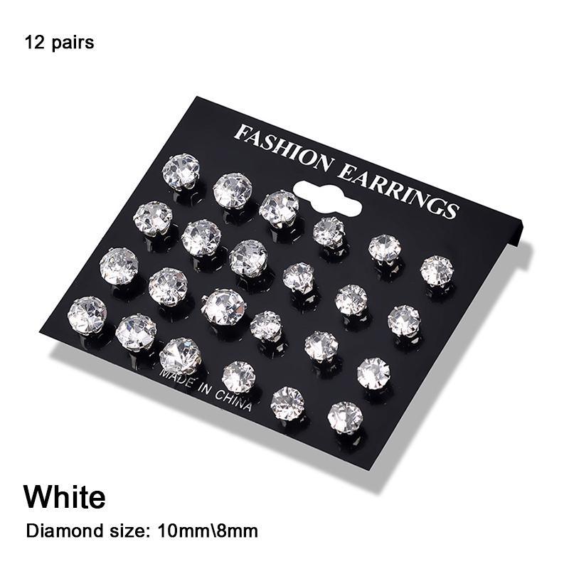 12 Paare/satz Exquisite Elegante Hochzeit Stud Ohrringe Set Charme Einfache Frauen Zirkon Ohrringe Set Schmuck Zubehör Geschenke LM