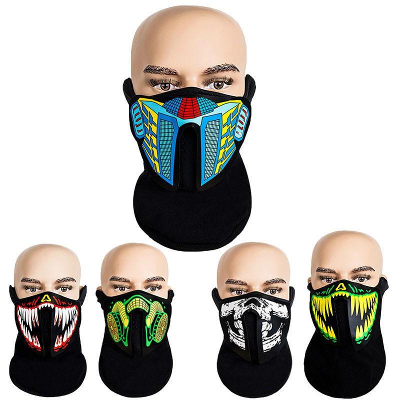 3D LED Light Up Mask EL Cold Face Cover Sound Activated Motorcycle Halloween Christmas Party