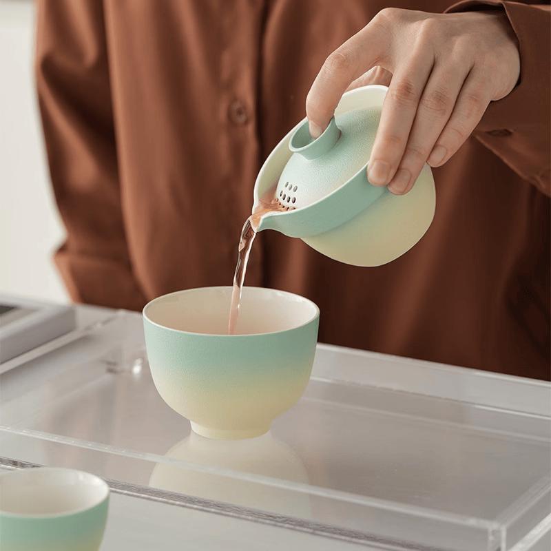 Gradient Ceramic Travel Tea Set