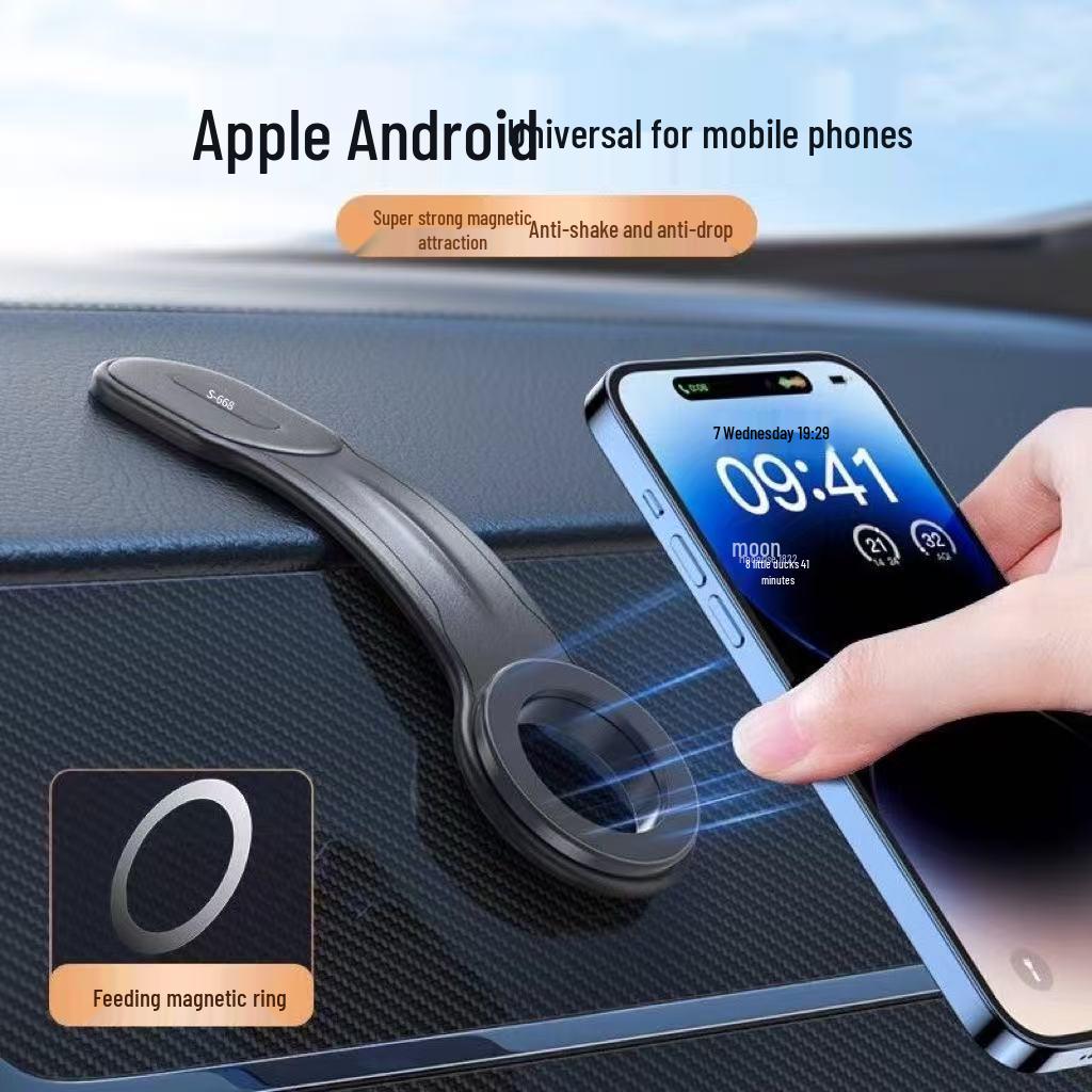 Magnetic Car Phone Holder with Multifunctional Floating Screen and Bendable Center Console Support