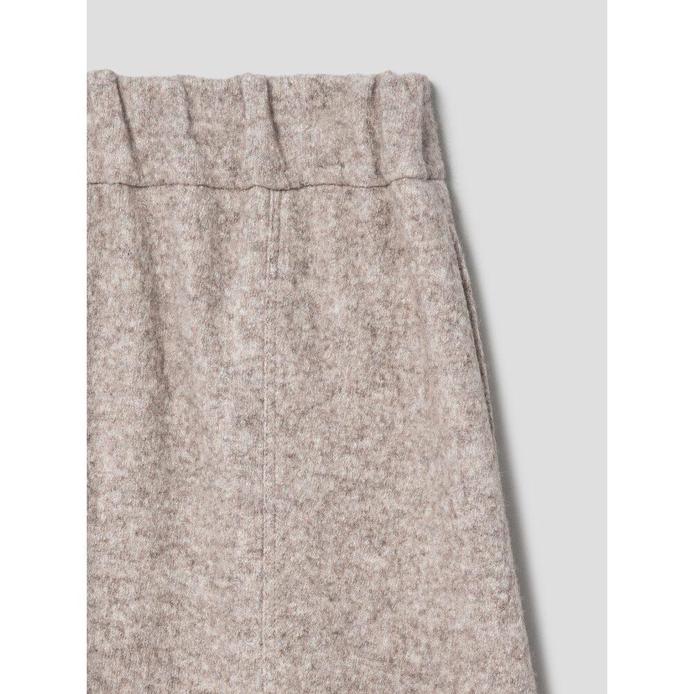 Anggae Melange Wool Blend Curved Pants Ivory
