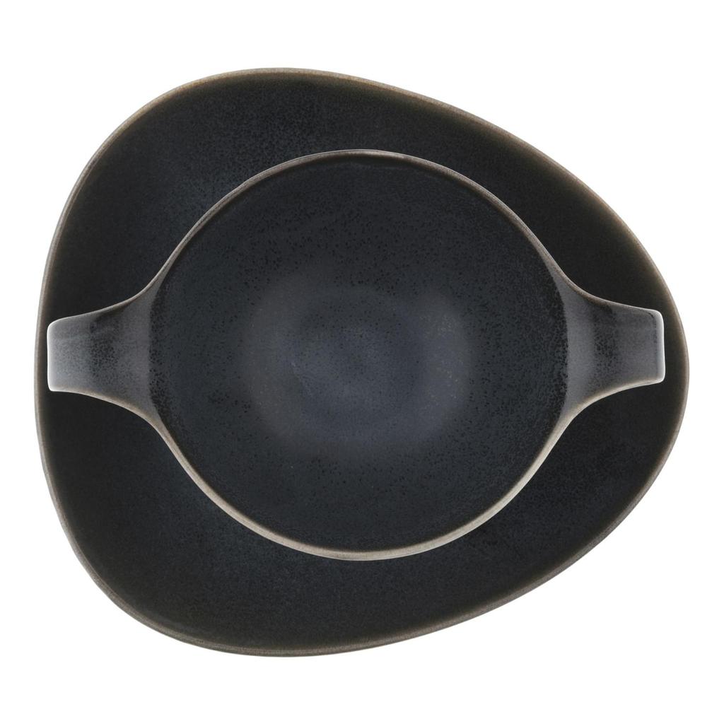 Porcelain Bouillon Bowl with Saucer , Oval Time DUKA