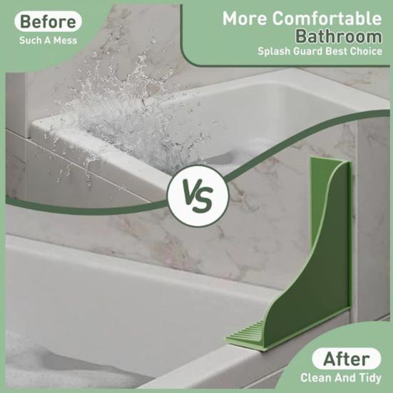 1/2Pcs Silicone Shower Splash Guard, Reusable Bathtub Corner Guard with Suction Cup, Waterproof No-Adhesive Bath Tub Water Guard