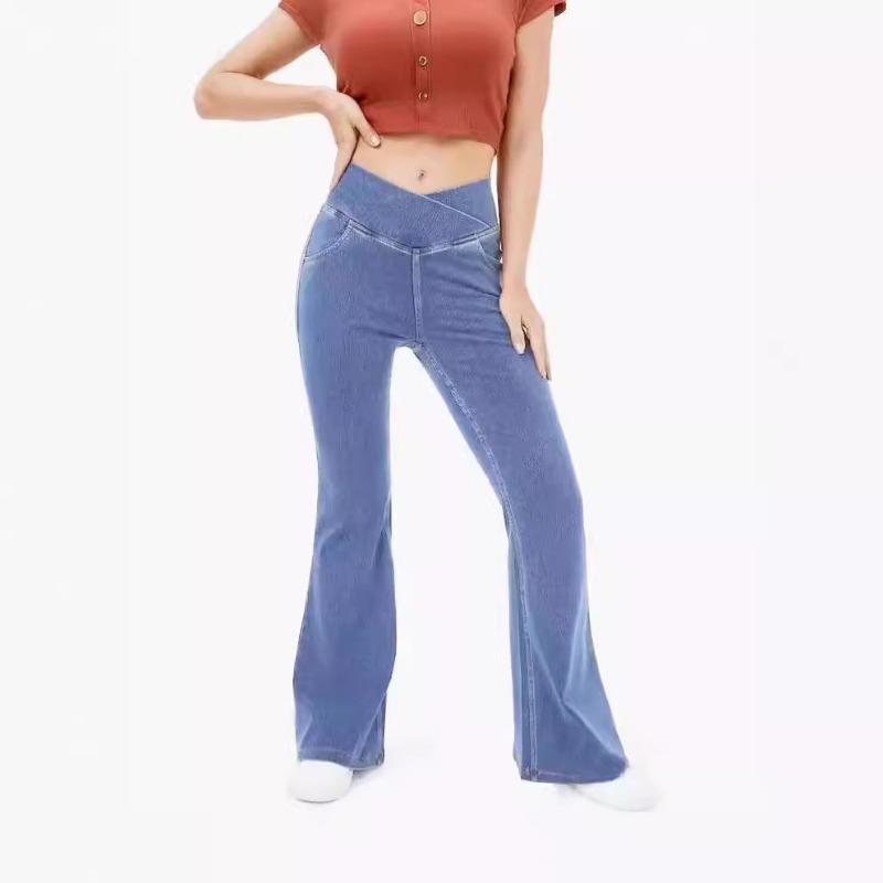 Dame Flare Jeans Denim Joggingbukser Elastisk Talje Stretch Elastisk Talje Jeans Koreansk Stil Mode Bukser Japanske Y2k Tøj Kvinder