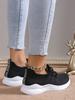 Hot Sale Breathable Knit Platform Sneakers Women's Stylish Black Lace - Up Casual Sports Shoes