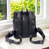 Leather Women'S Bag, Flip Lock, Anti-Theft Backpack, Black Cowhide Travel Sports Back.