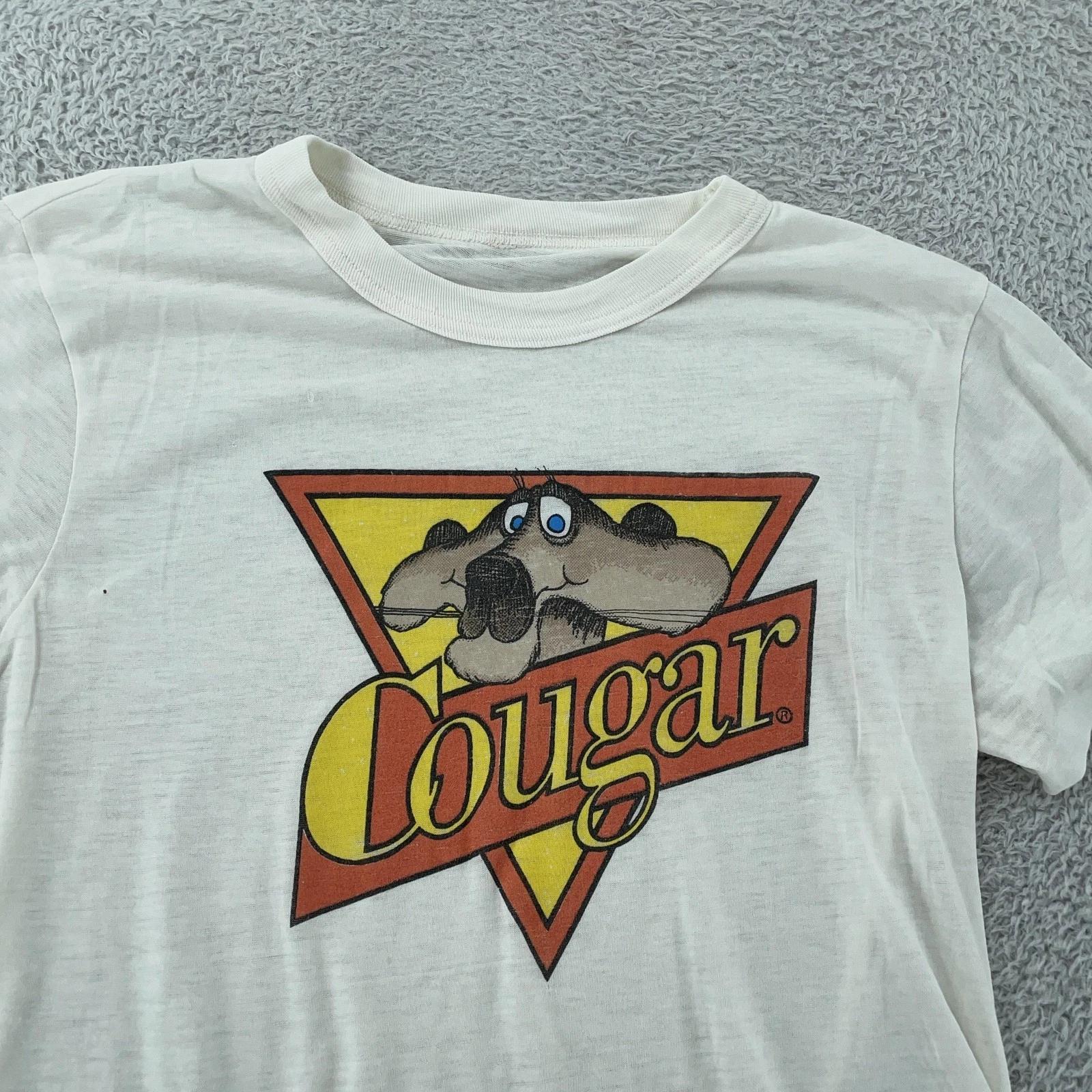 Vintage 80s Cougar Shoes Distressed T-Shirt XS TV Commercial Cartoon Mascot Ad S