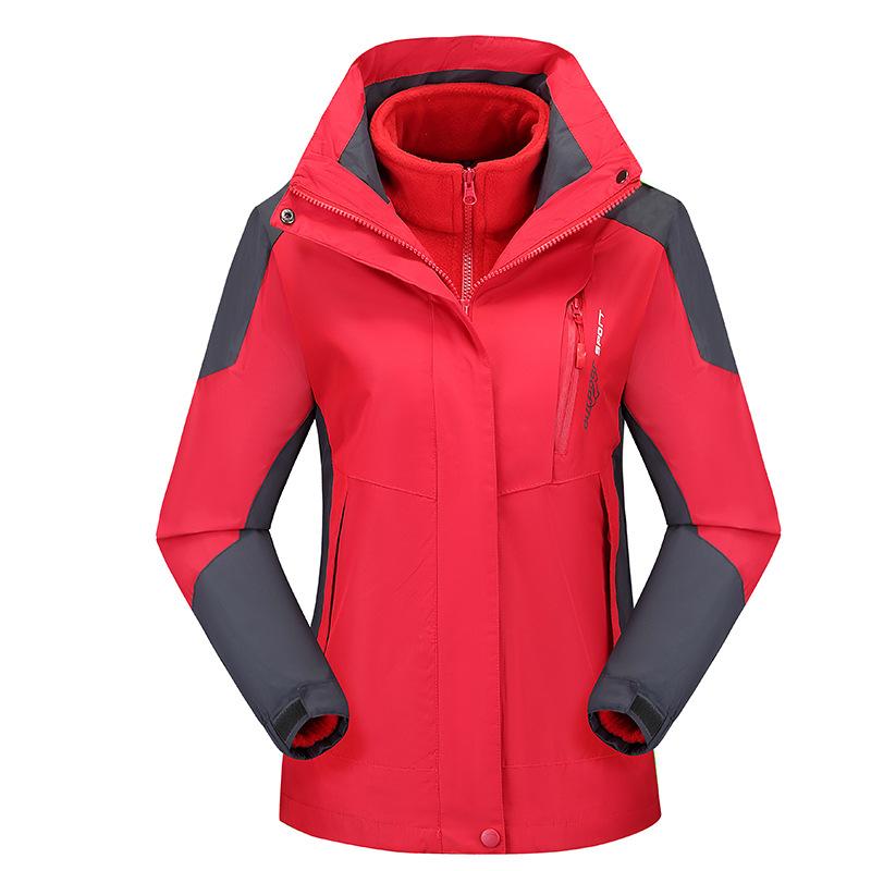 Winter Updated Trendy Ladies's Outdoor Use Jacket Three-in-one Two-piece Kit Fleece Liner Warm Mountaineering Clothing High Quality