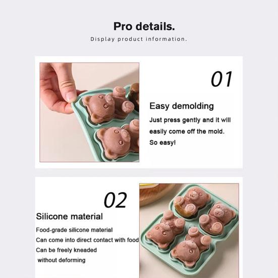 Silicone Ice Tray Cute Bear Shape Ice Mold Easy Release Ice Cube Maker for Coffee Milk Tea Juice Chocolate Jelly Soap Mold for Party Family