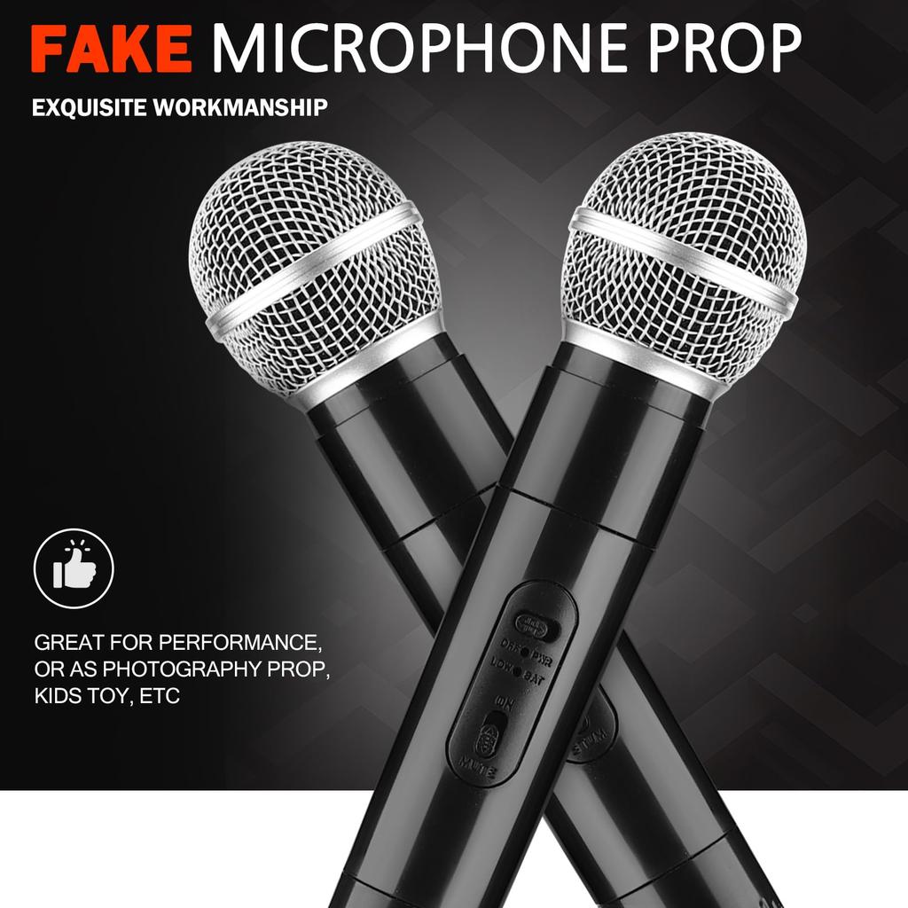 Facmogu Microphone Prop Plastic Realistic Toy for Role Play Halloween Christmas Cosplay Speech Practice Karaoke Costume Birthday Party Souvenir