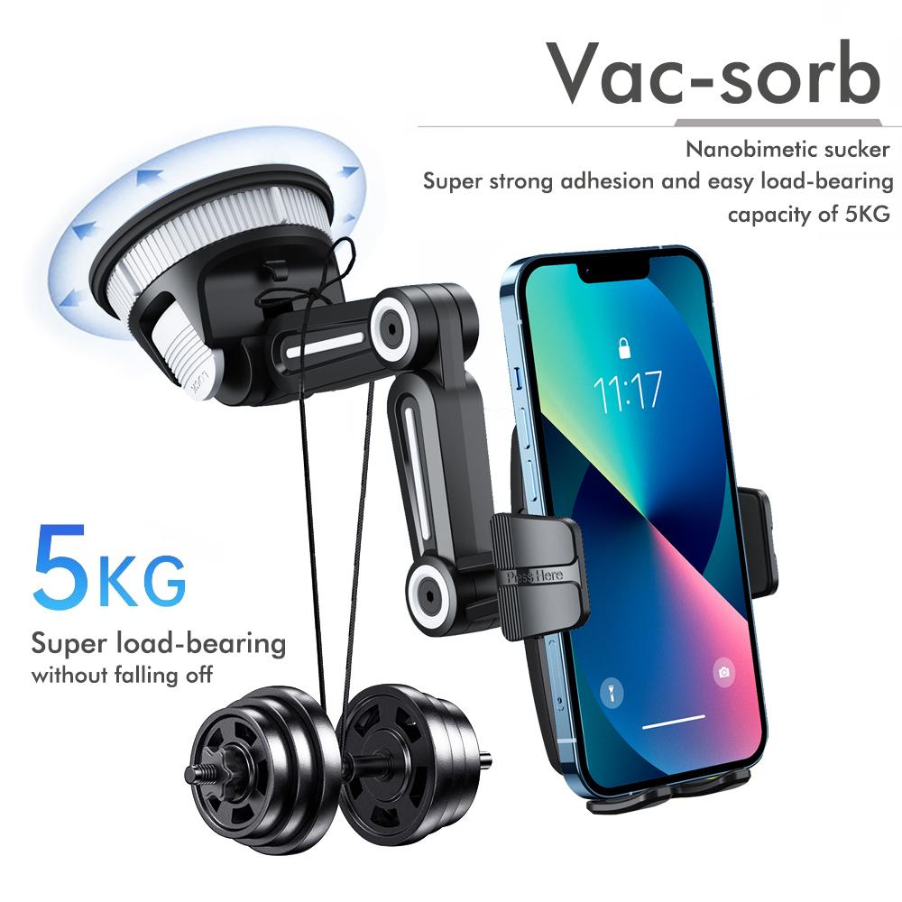 Car Phone Holder with Suction Cup Base Multi-Functional Car Navigation Mount for Windshield and Dashboard
