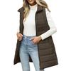Women's Long Vest Plain Sleeveless Hood Winter Vest Outwear Jacket Lightweight Warm Coat Outerwear