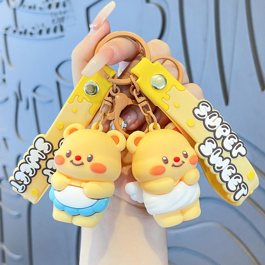 Cute Cartoon Angel And Apron Butter Bear Doll Pendant Keychain For Party Decorations And Travel Souvenirs
