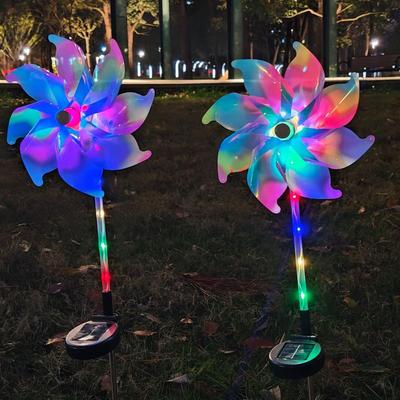 LED Solar bunter Windrad Gartenstecker Licht – Drehende Windbetriebene Outdoor Rasendekoration