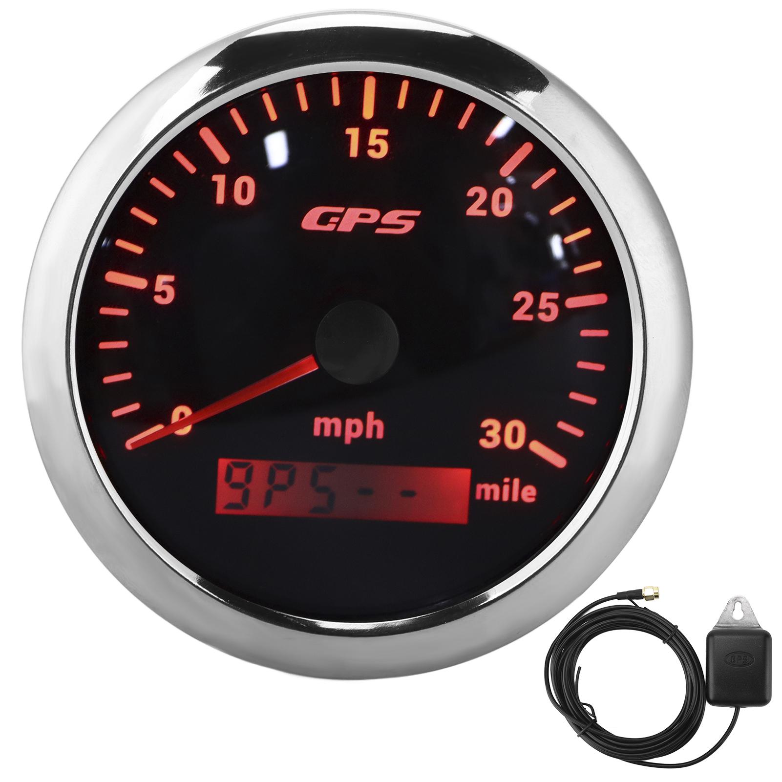 3.3in GPS Speedometer 0‑30MPH H Speed Gauge Colorful Backlight IP67 Waterproof for Car RV Boat Yacht чёрный