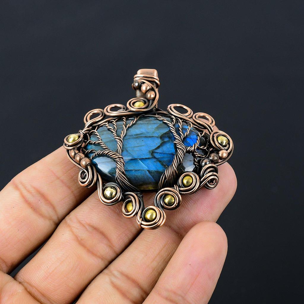 Baum des Lebens Labradorit Edelstein reiner Kupferdraht gewickelt handgefertigter Anhänger Schmuck für Sie