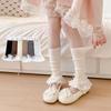 Spring and Autumn Ballet-style Socks for Girls, Lace, Bow, Horn, White Long Socks