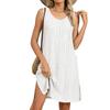 Spring and Summer New Solid Color Round Neck Loose Sleeveless Pocket Dress